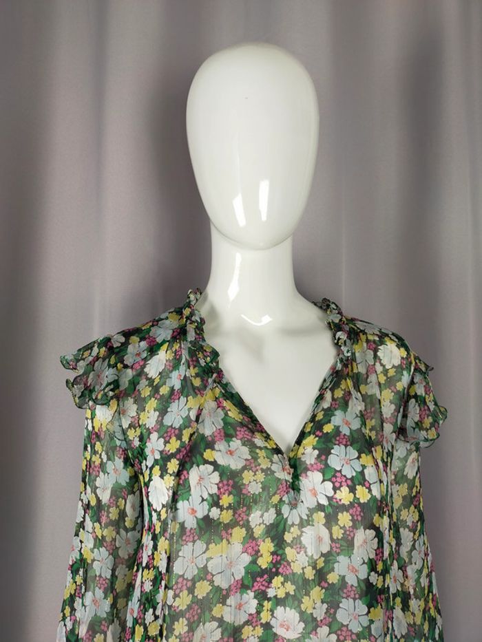 Robe fleurie Maje – Taille 1 – Voile fluide et dorures - photo numéro 5