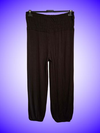 Pantalon Sarouel Marron Fluide – Taille Smockée – Bas Resserré – Viscose – Très Bon État