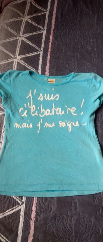 Tee-shirt vintage je suis célibataire bleu femme XS jennyfer