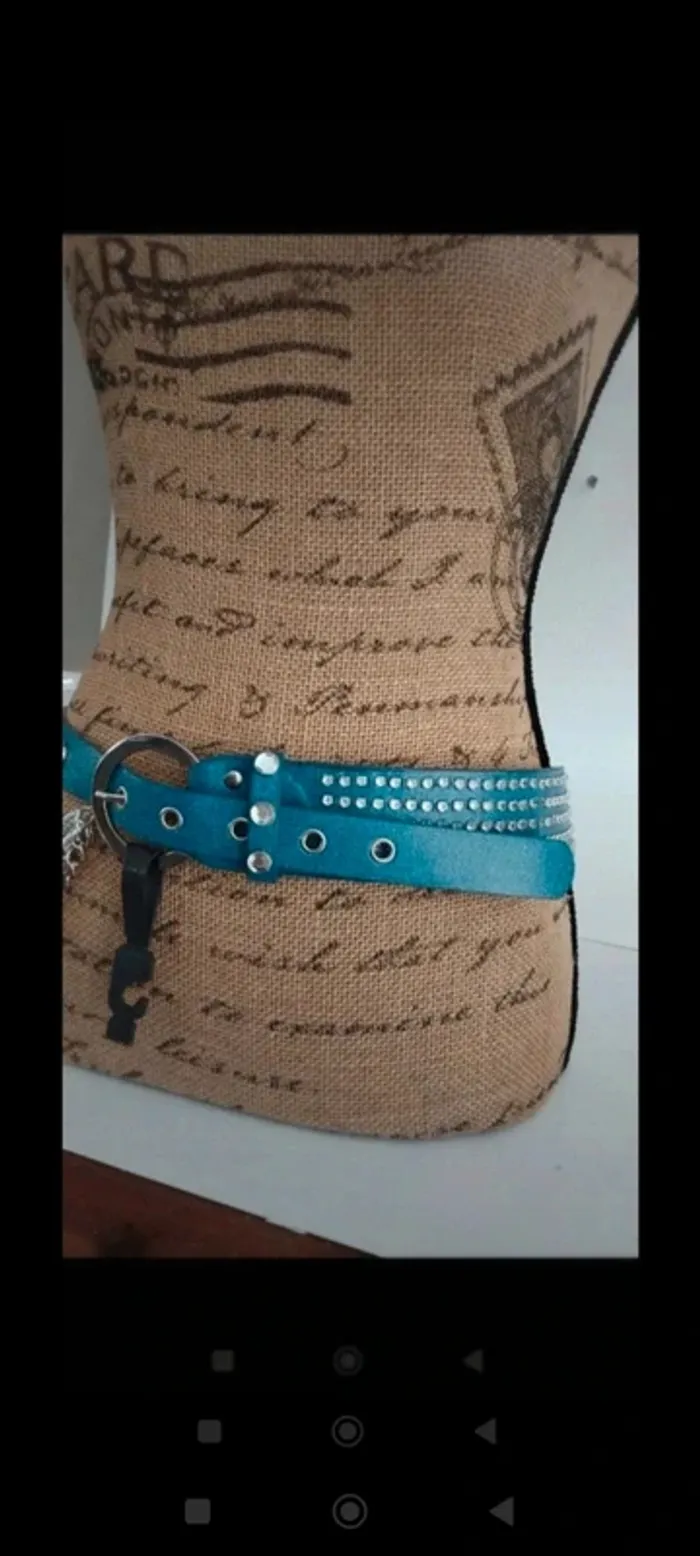 Ceinture bleu avec chaînette argenté femme 90 cm - photo numéro 3