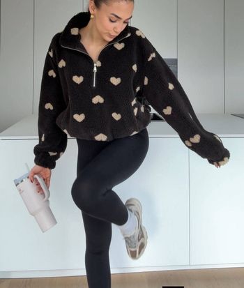 Magique sweat polaire femme marron à coeurs tu 36/42