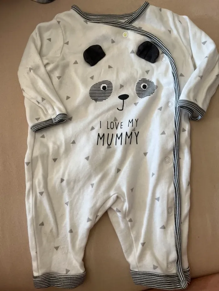 Lot pyjama grenouillère 3 mois velours - photo numéro 2