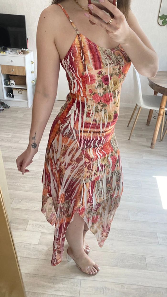 Robe à bretelles motifs fleuris vintage Y2k