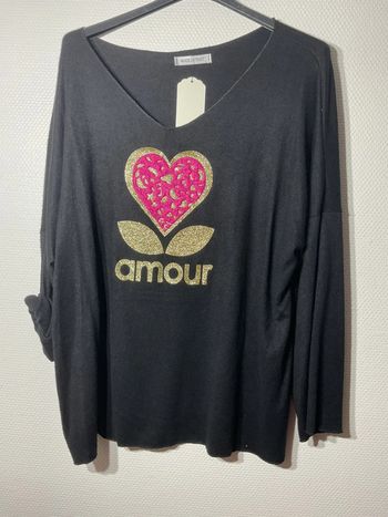 Pull « amour » femme taille unique (40-46)- just me- neuf avec étiquette