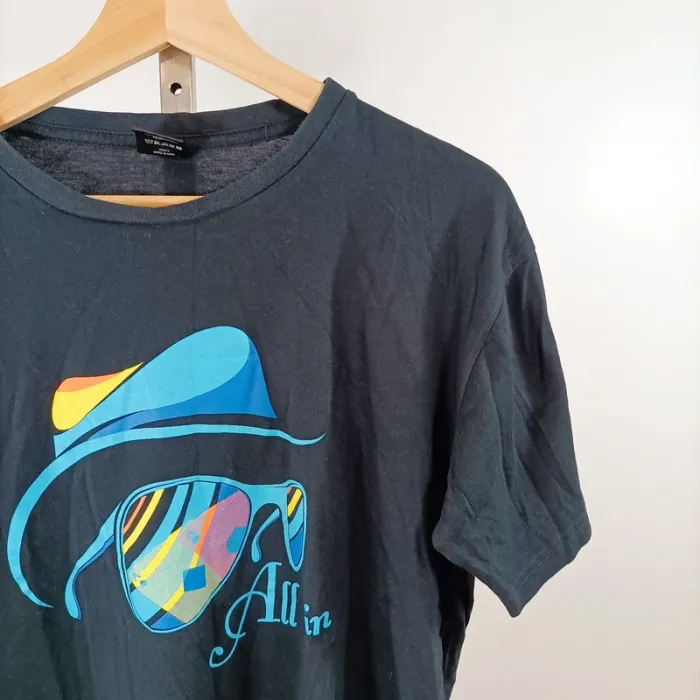 T-shirt gris foncé imprimé graphique One Serie coupe droite taille XL A1472 - photo numéro 2