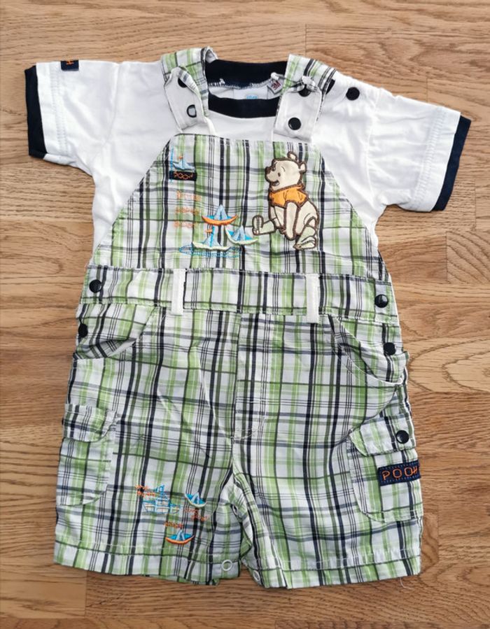 Ensemble salopette short / t-shirt Winnie l'ourson 3 mois - photo numéro 2