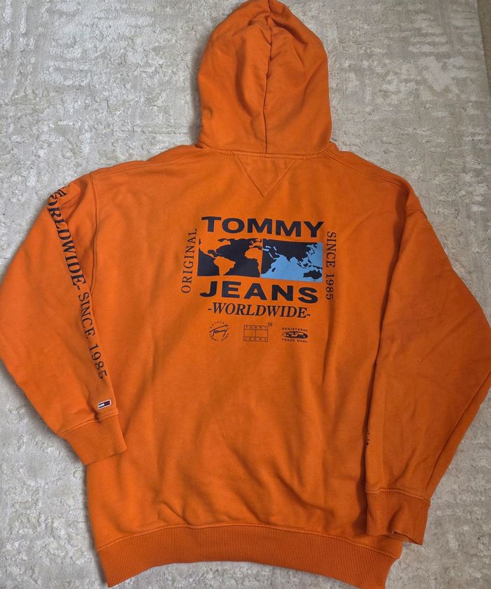 Hoodie Tommy Hilfiger Oversize Orange – Taille S (peut convenir M/L) - photo numéro 7