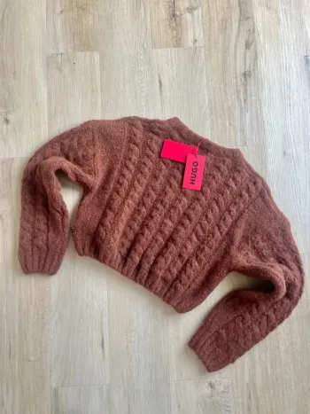 Pull Hugo Crop Torsadé Marron L