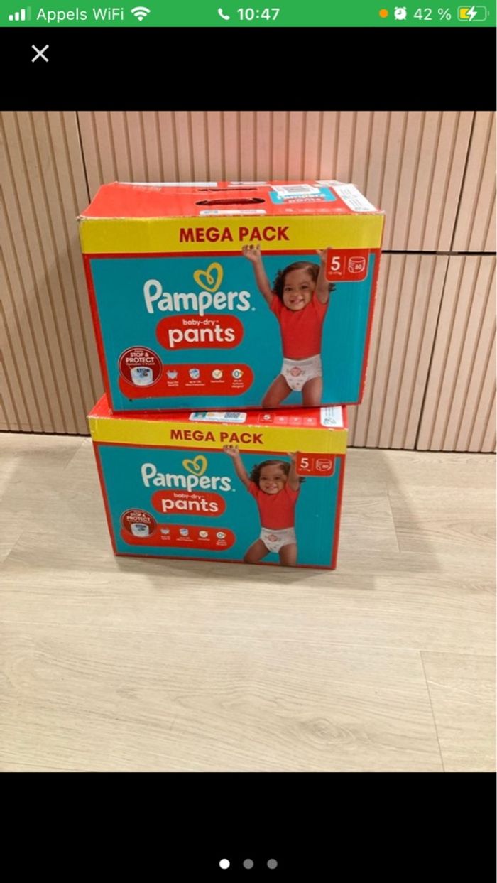 Lot de 2 boites de couches pampers pants par 80p