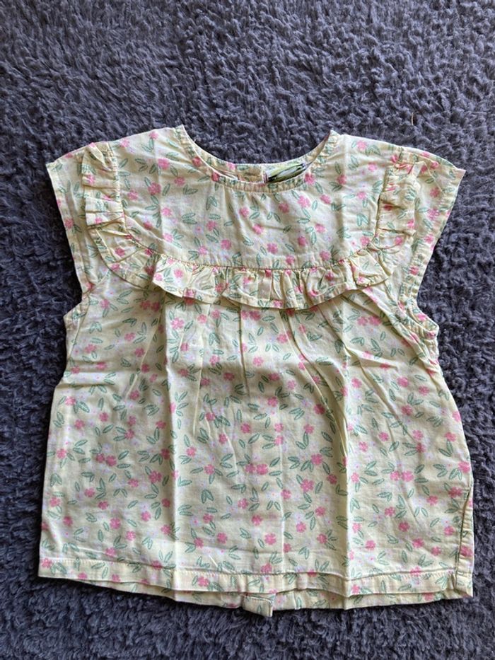 Teeshirt MC jaune fleuri 23 mois