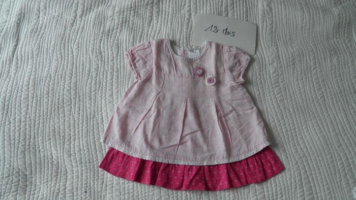Robe manches courtes rose 12 mois