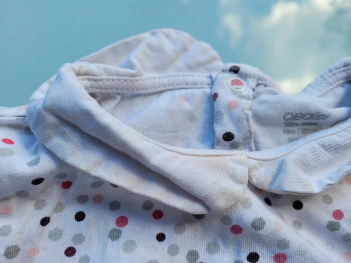 Ensemble Obaïbi, pantalon velours peau de pêche gris/violet, et haut manches longues, 18 mois - photo numéro 12