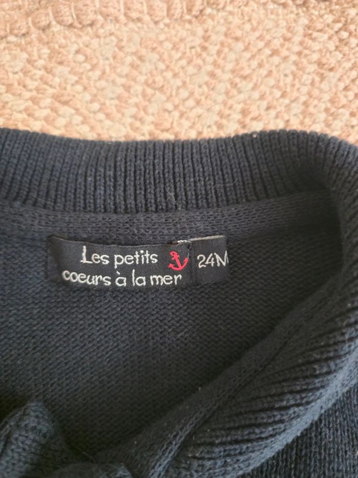 Gilet marin petits cœurs à la mer 24 mois - photo numéro 4