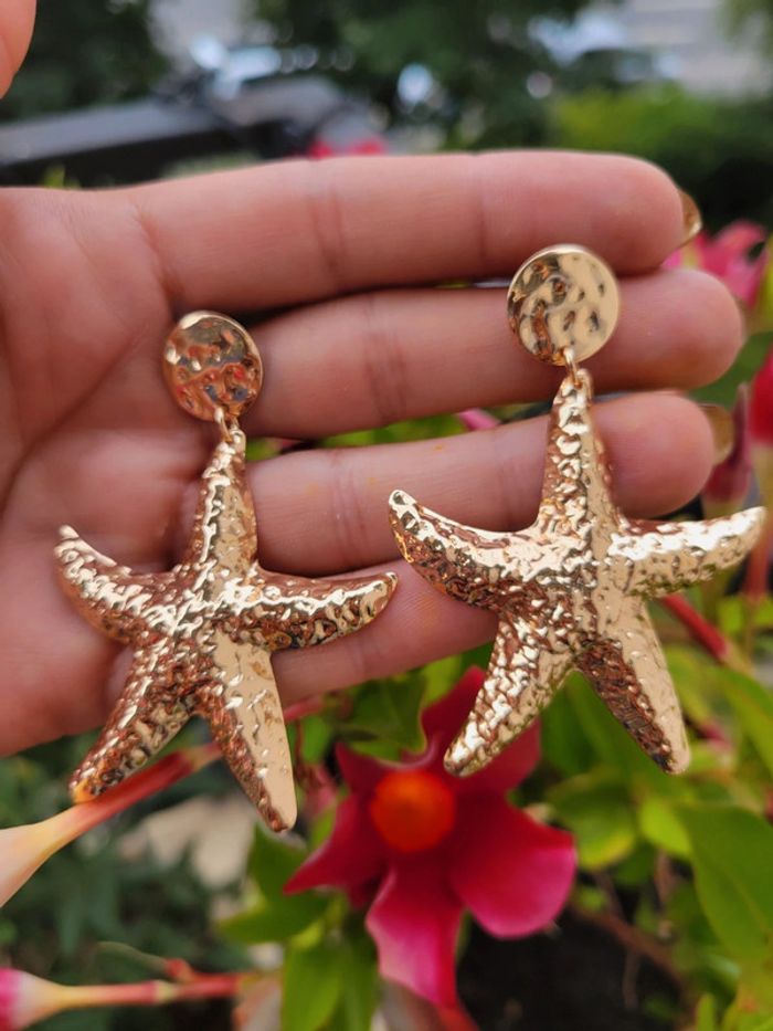 Boucles d'oreilles étoile de mer dorée - photo numéro 4