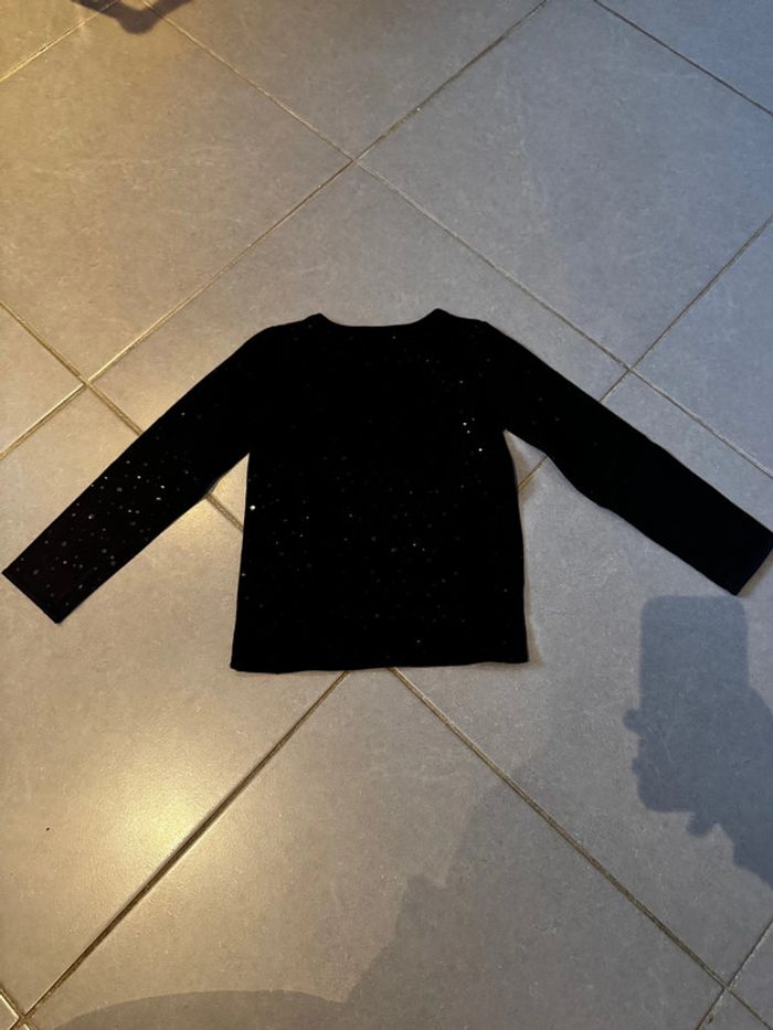 T shirt manches longues avec effet strass - H&M - Noir - 110/116 - photo numéro 3