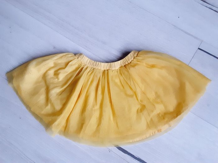 Vêtement bébé fille jupe jaune réversible à tulles et broderies Obaïbi 1 an 12 mois - photo numéro 2