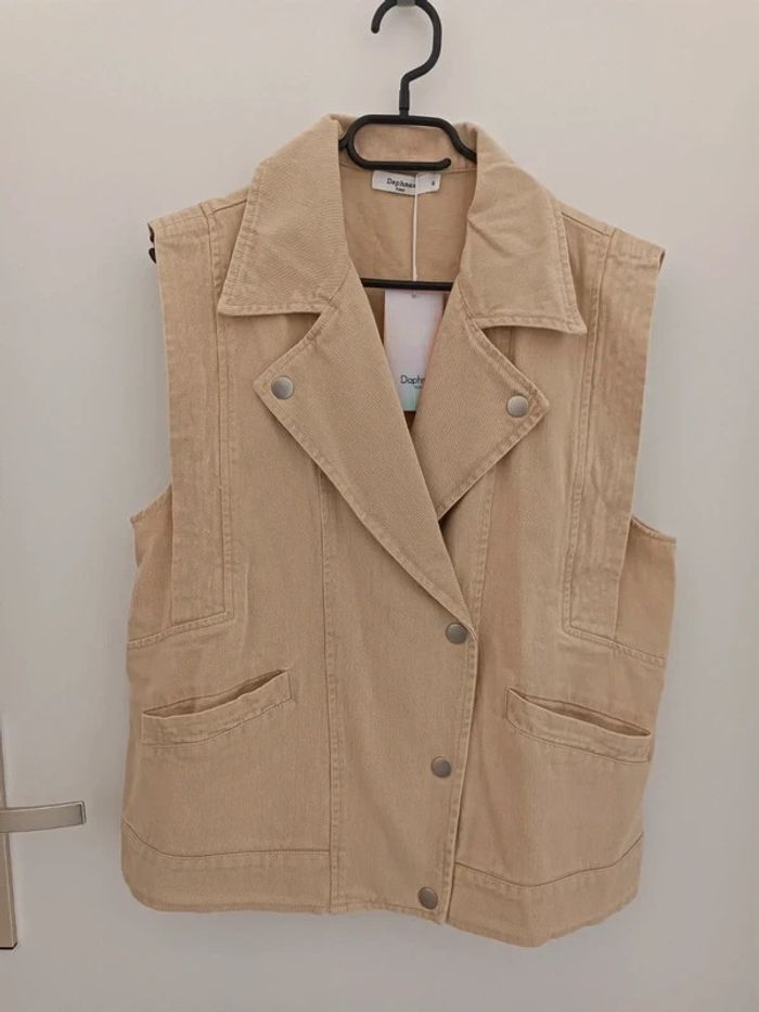 Veste sans manches beige 100% coton Daphnea Taille S Neuf avec étiquette - photo numéro 2