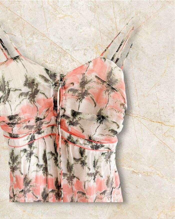 Robe été fluide abricot rose vert avec doublure kookai taille 34 XS - photo numéro 2