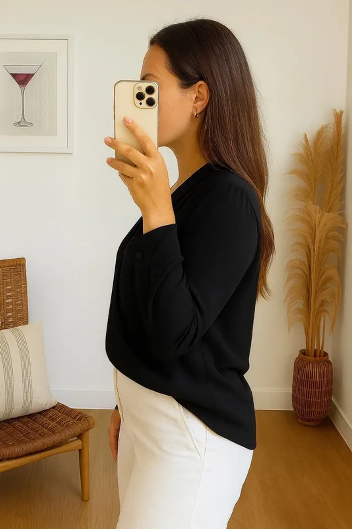 Blouse croisée drapée cache cœur H&M - photo numéro 2