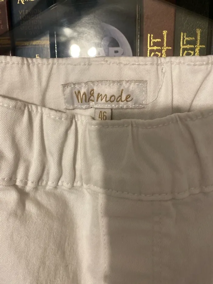 pantacourt blanc taille haute élastique M&S mode 46 - photo numéro 2