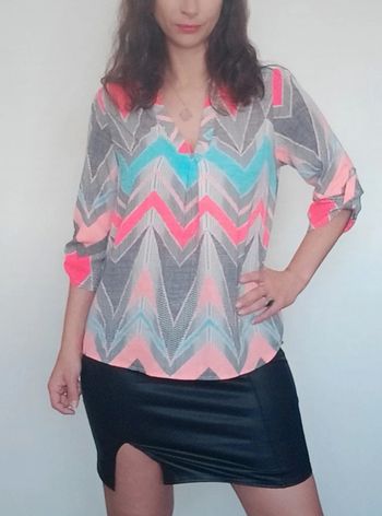 Blouse colorée manches trois quarts casual chic 40