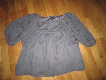 top bleu soyeux zara L