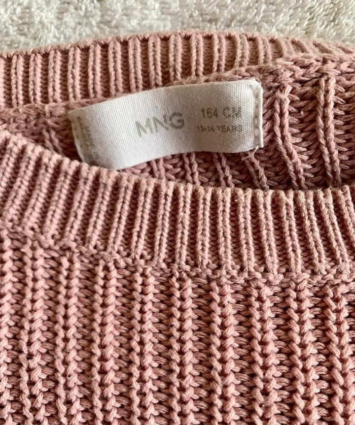 Pull manche longue tricoté rose et blanc vintage / Mango - photo numéro 2