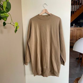 Robe pull camel Pull&Bear Taille M oversize col montant coton majoritaire V051