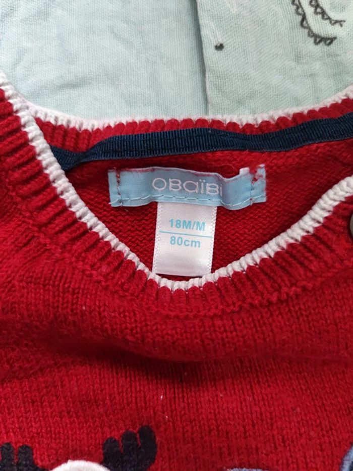 Pull rouge animaux Noël T.18 mois - photo numéro 2