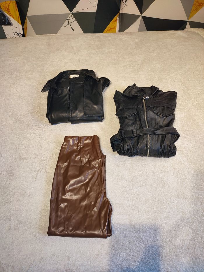 Lot vêtements simili cuir