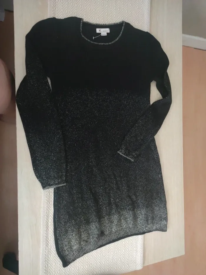 Robe pull noir dégradé gris paillettes Kookaï 12 ans