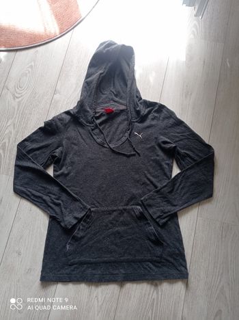 T-shirt à capuche Puma gris moucheté taille S tbe