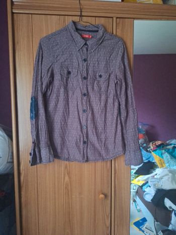 Chemise femme 38 violet à pois blanc