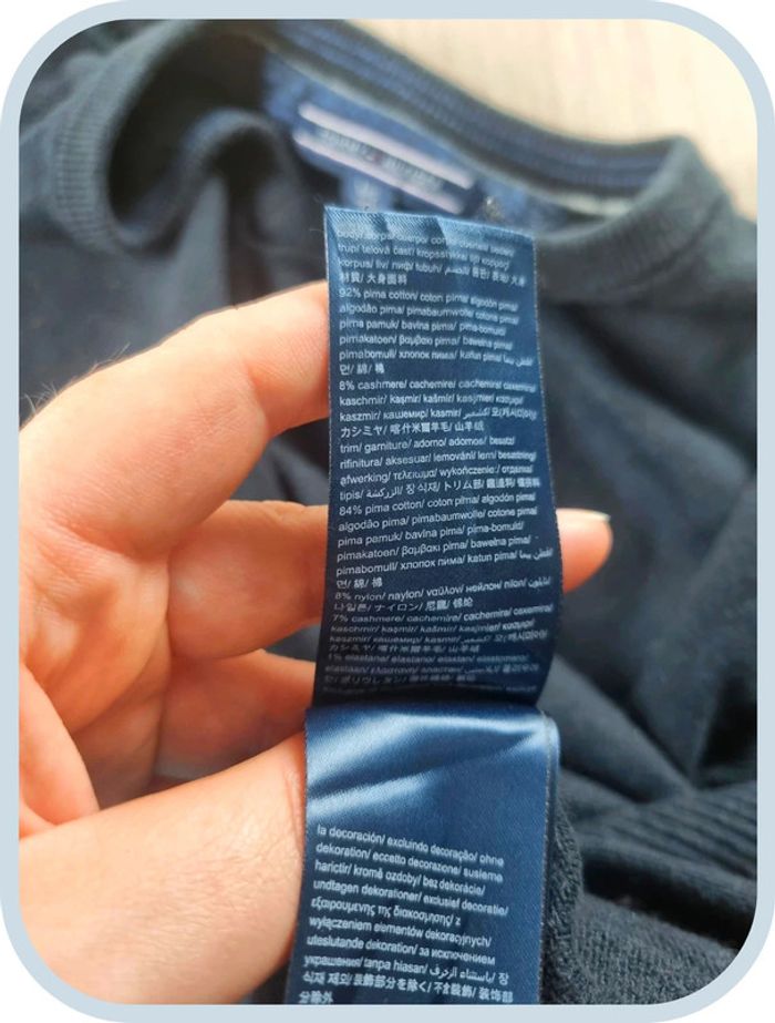Pull col V bleue Tommy Hilfiger " Pima Cotton Cashmere " Taille L - photo numéro 3