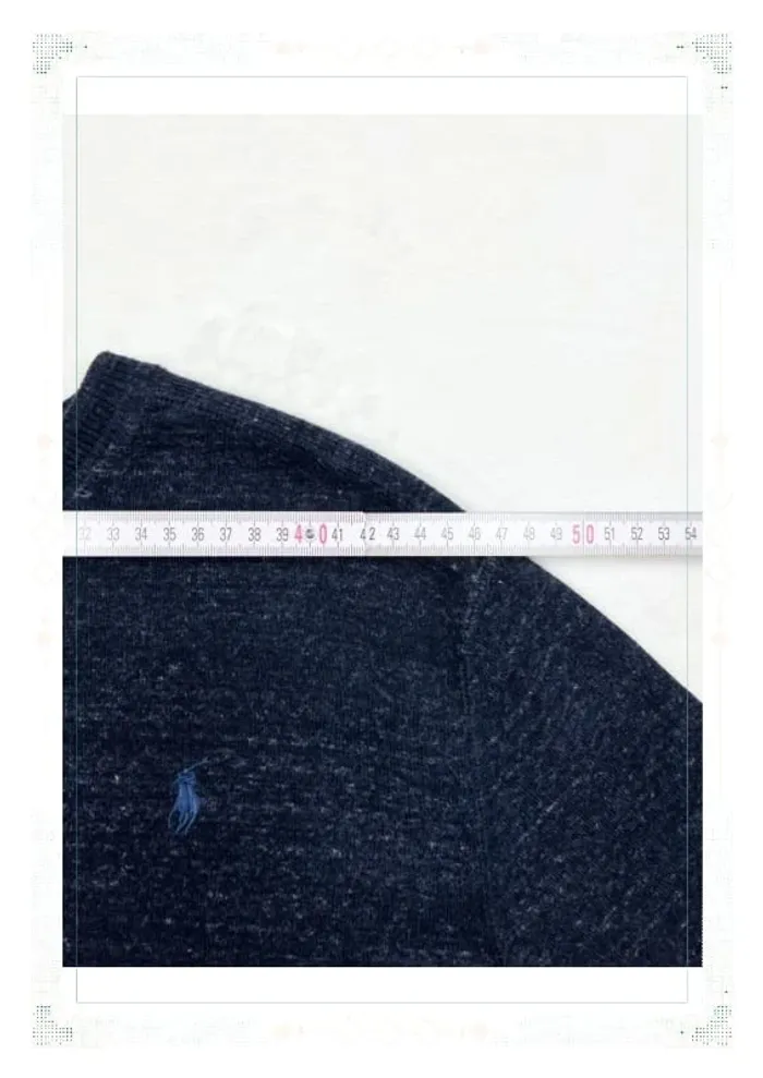 Ralph Lauren pull col rond bleu marine chiné homme taille M coton - photo numéro 10