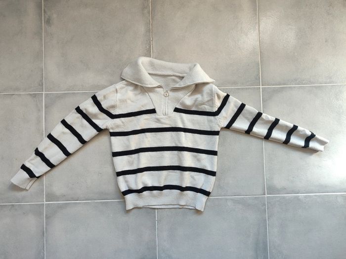 Pull marinière noir et blanc col ajustable shein taille S
