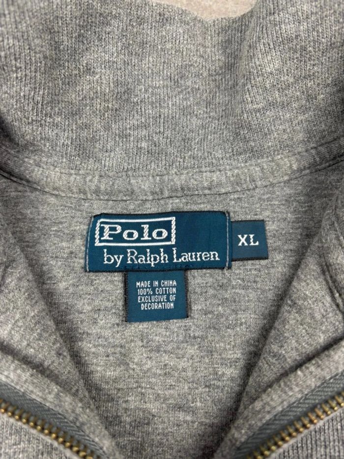 Pull d’hiver half zip 1/4 zip semi zip Ralph Lauren gris logo bleu taille XL homme - photo numéro 7
