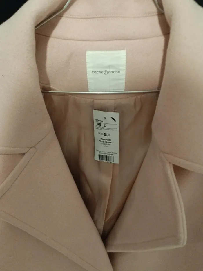 Manteau neuf femme rose pâle automne hiver - photo numéro 3