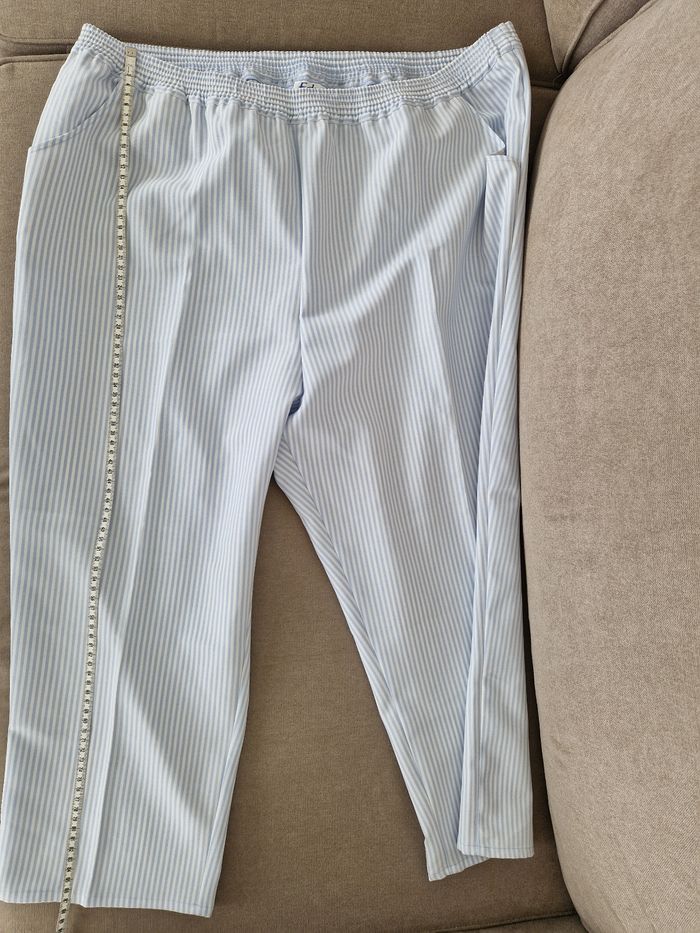 Pantalon blanc rayé bleu Edmée Collection - photo numéro 8