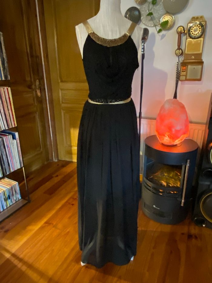 Robe longue noire et dorée LUSA Paris – Taille S/M - photo numéro 4