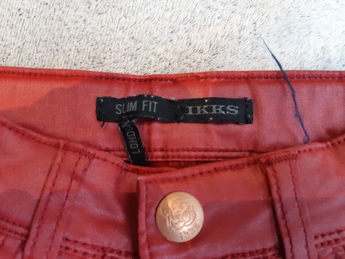 Pantalon en cuir slim IKKS (rouge/bordeaux ) - photo numéro 2