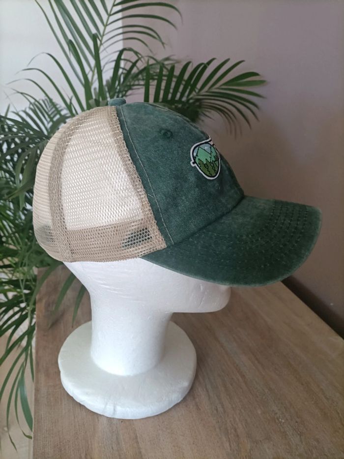 Casquette verte / filet effet délavé avec Lunettes - photo numéro 3
