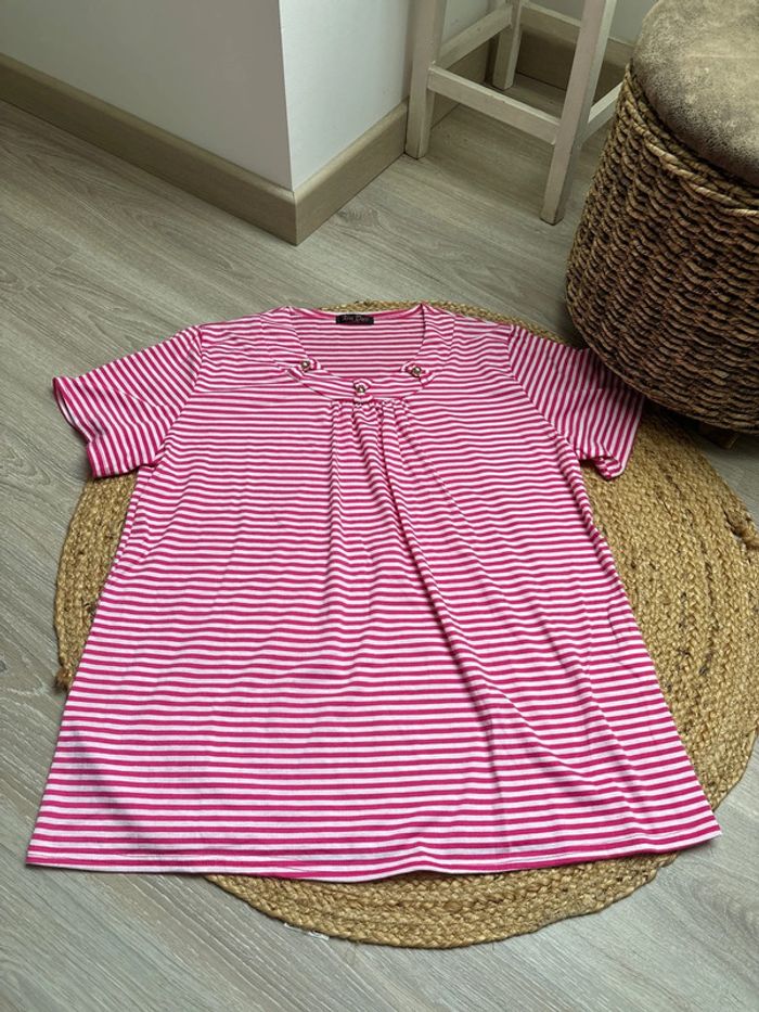 T shirt rose rayé