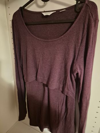 Haut Séraphine à manches longues, couleur prune, taille M. Allaitement grossesse