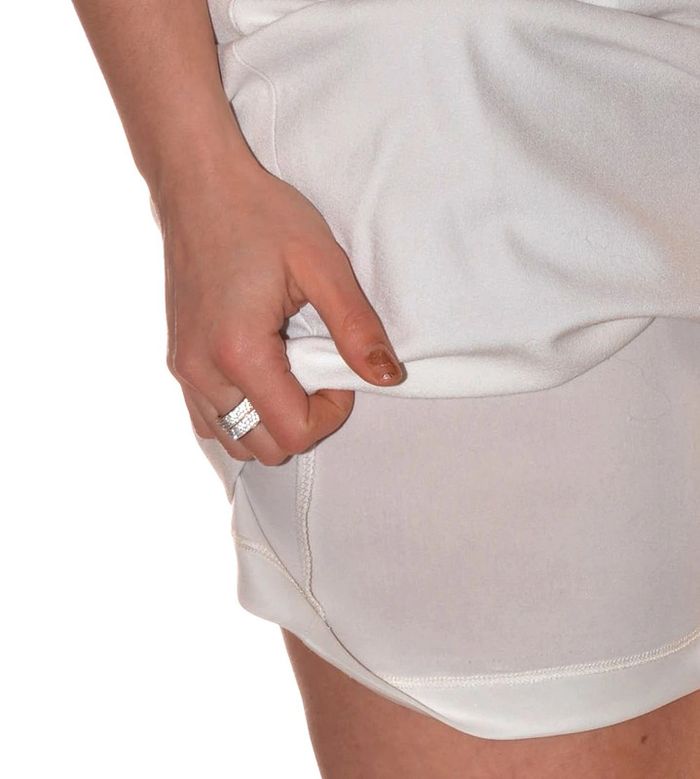 robe élégante blanche crème uni doublée col V dentelle et transparence taille M - photo numéro 9