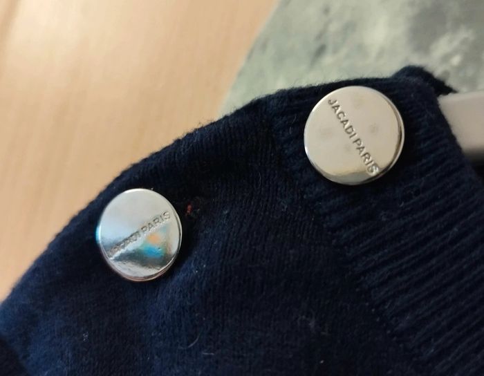 Pull jacadi bleu marine sphères blanches cœur - photo numéro 5