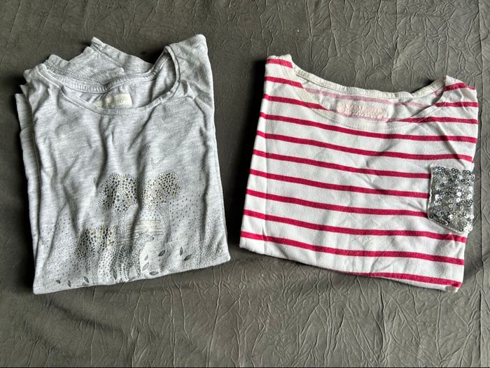 Lot de 2 t-shirts fantaisie manches longues fille