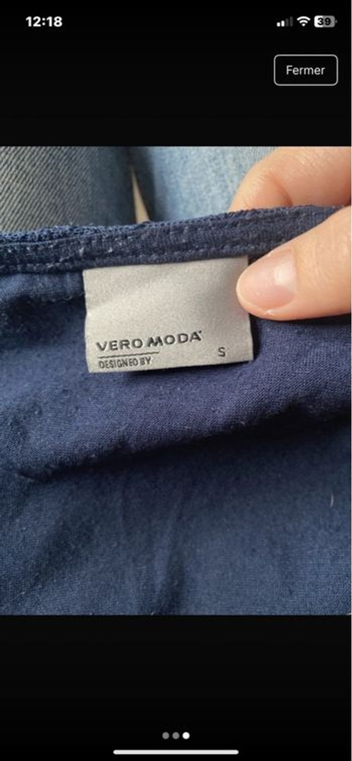 Robe dentelle bleu marine vero moda taille s - photo numéro 3