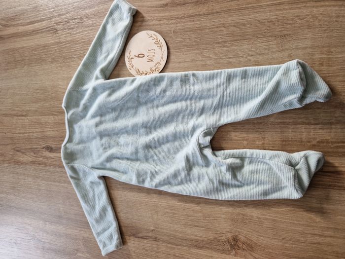 Dors-bien / Pyjama bébé côtelé vert d'eau avec motif Ours & Lapin TQF - 6 mois - photo numéro 4