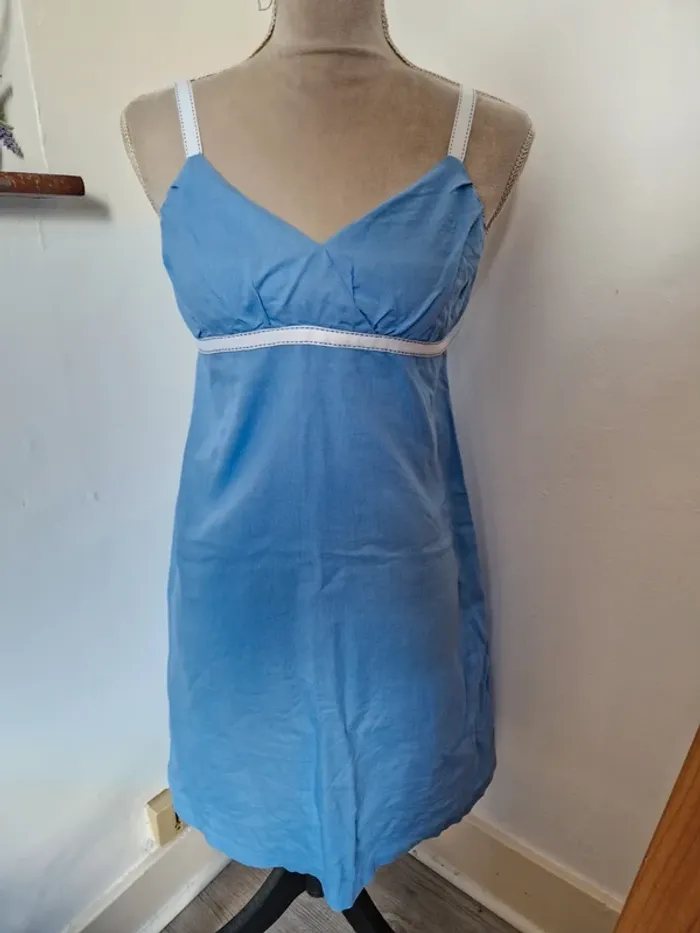 Robe camaïeu bleu lin et coton taille 40